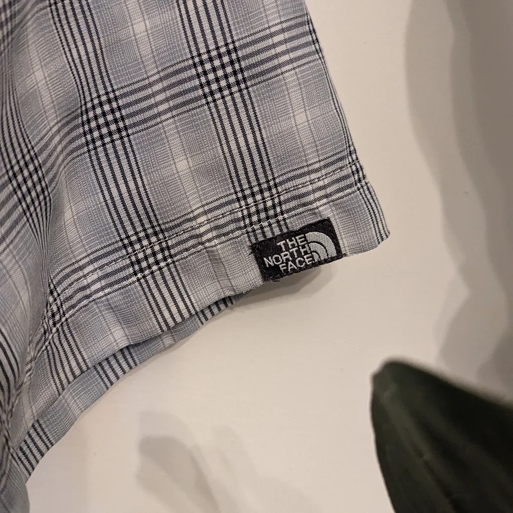 North Face | Lightweight Blue Plaid Button Front Shirt Flawed